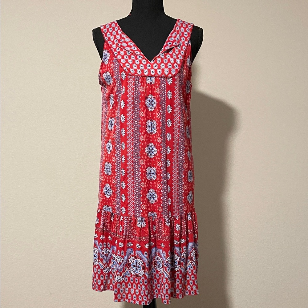 Style & Co. Red and Blue Patterned Dress